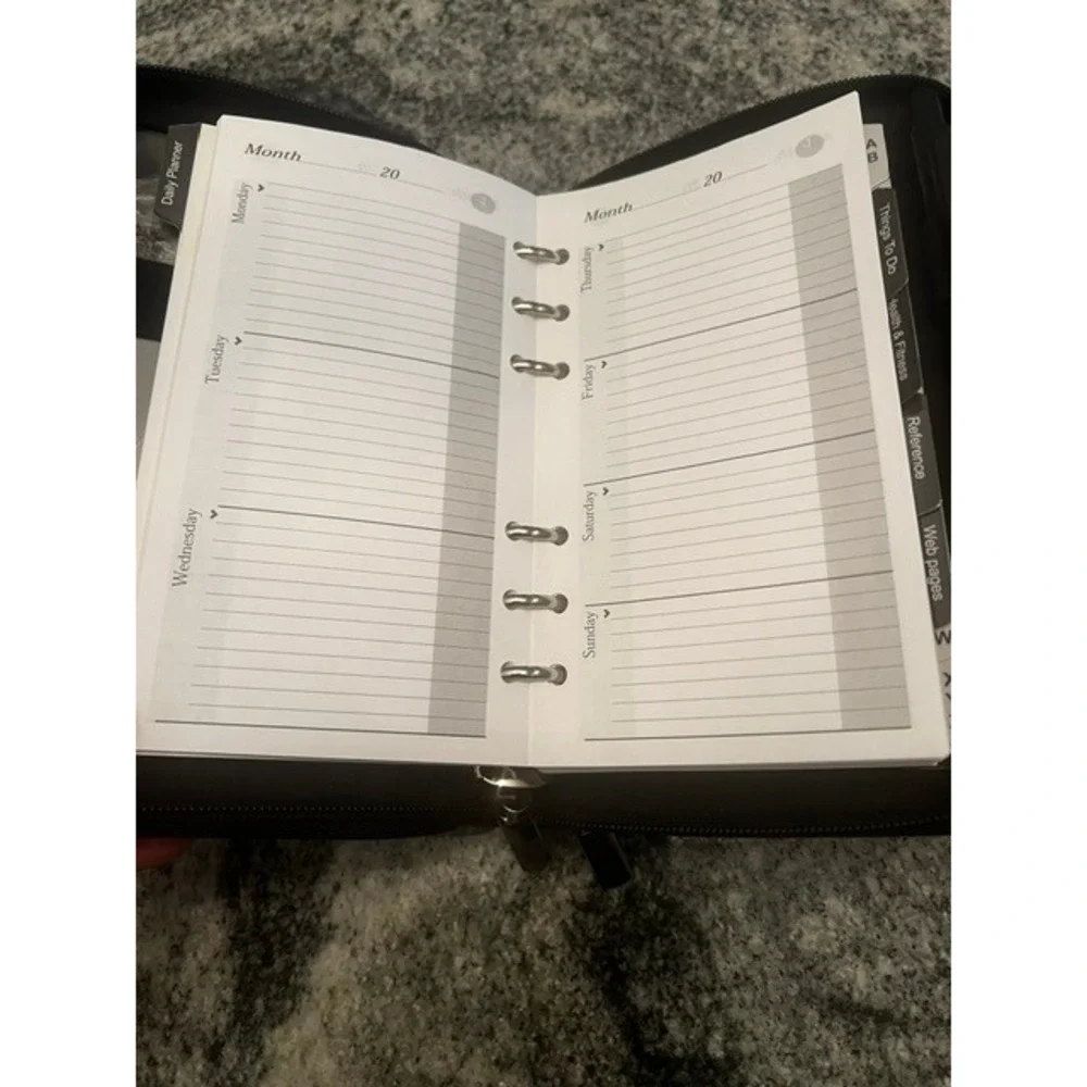 Mundi Planner Wallet Unisex OS Black Faux Leather Zip 6-Ring Binder Calculator
